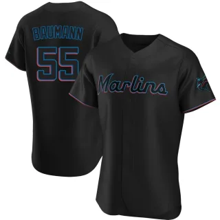 Men's Authentic Black Mike Baumann Miami Marlins Alternate Jersey