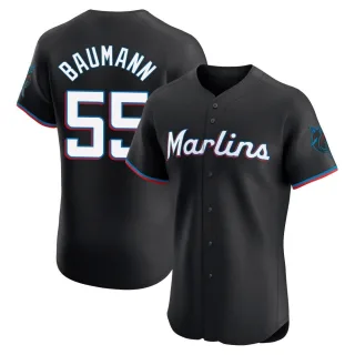 Men's Elite Black Mike Baumann Miami Marlins Alternate Vapor Premier Jersey