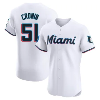 Men's Elite White Declan Cronin Miami Marlins Home Patch Jersey