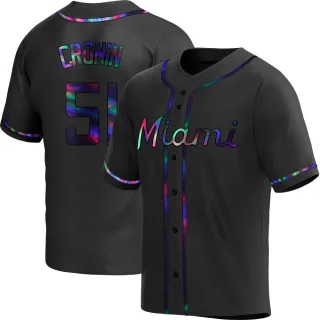 Men's Replica Black Holographic Declan Cronin Miami Marlins Alternate Jersey