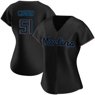 Women's Authentic Black Declan Cronin Miami Marlins Alternate Jersey