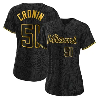 Women's Authentic Black Declan Cronin Miami Marlins Snake Skin City Jersey