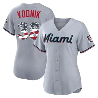 Women's Limited Gray Victor Vodnik Miami Marlins USA 250 Fourth Of July Road Stadium Jersey