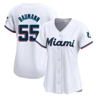 Women's Limited White Mike Baumann Miami Marlins Home Jersey