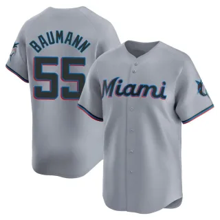 Youth Limited Gray Mike Baumann Miami Marlins Road Jersey