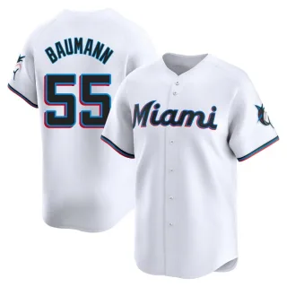 Youth Limited White Mike Baumann Miami Marlins Home Jersey