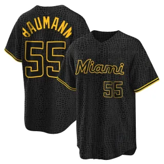 Youth Replica Black Mike Baumann Miami Marlins Snake Skin City Jersey